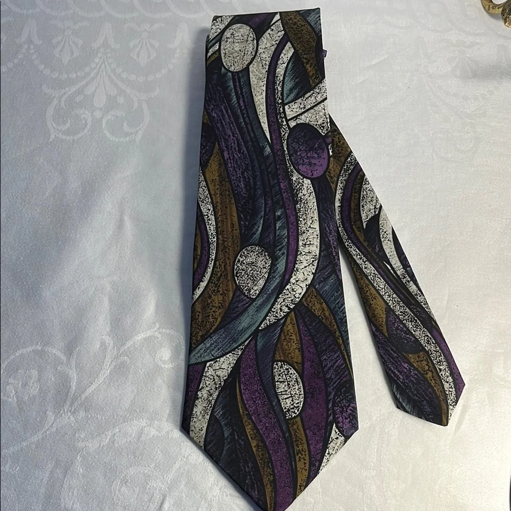 Ketch Purple and Gold Artistic Tie